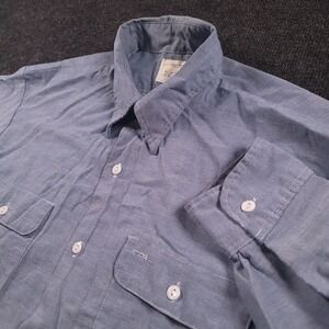 Vintage 70s Big Mac Mens Medium Wide JC Penney Work Shirt Blue Long Sleeve